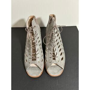 Paul Green Bali Lace - Peep Toe Lace  Up Booties  Metallic  Silver